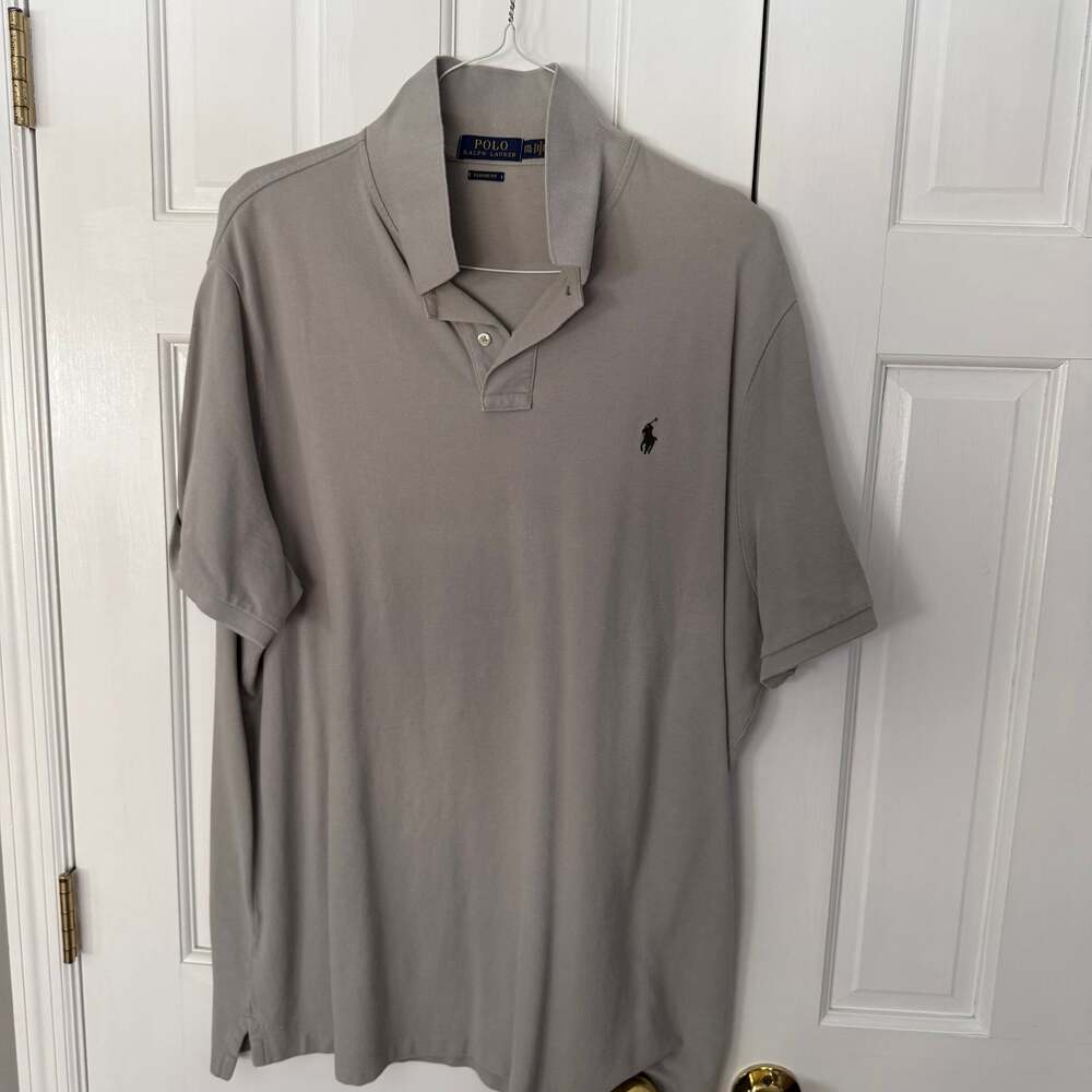 Polo Ralph Lauren Shirt Mens XL Casual Knit Cotton Pony Gray Short Sleeve